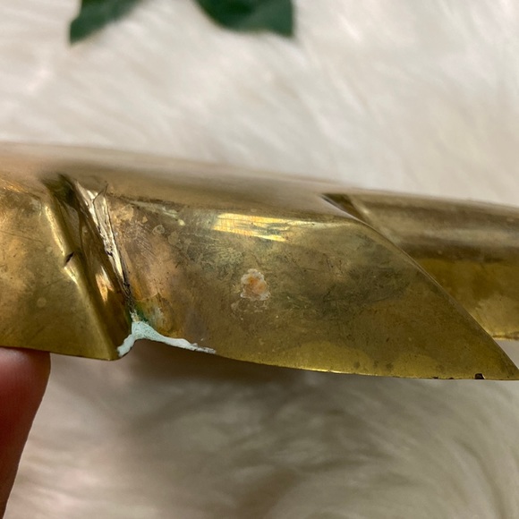 Vintage Brass Leaf Shaped Trinket Tray Catch All Dish - Picture 14 of 17